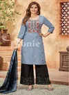 Bonie Gulzar fancy Festive Wear Rayon Kurti Palazzo With Dupatta Collection
